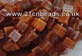 CAG686 15.5 inches 6*6mm cube natural fire agate beads wholesale