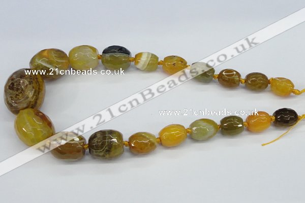 CAG6882 12*14mm - 25*30mm faceted drum dragon veins agate beads