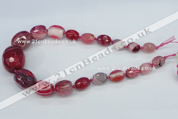 CAG6883 12*14mm - 25*30mm faceted drum dragon veins agate beads