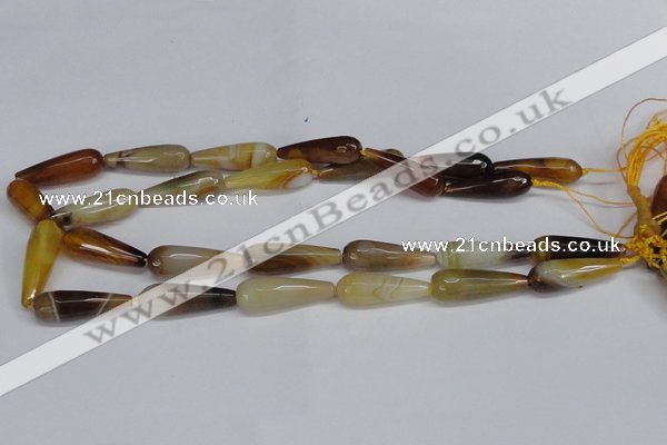 CAG6891 15.5 inches 10*30mm faceted teardrop line agate beads