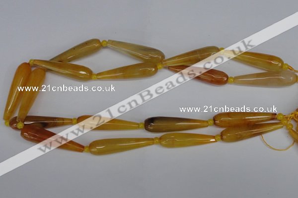 CAG6900 15.5 inches 10*40mm faceted teardrop line agate beads