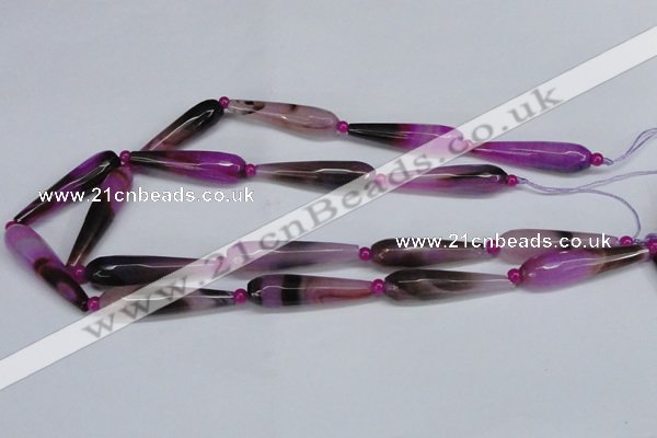 CAG6902 15.5 inches 10*40mm faceted teardrop line agate beads