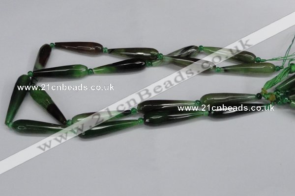 CAG6904 15.5 inches 10*40mm faceted teardrop line agate beads