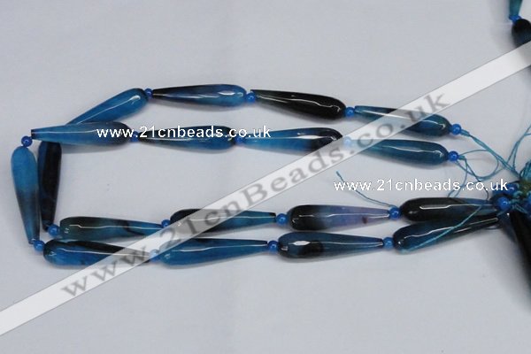 CAG6905 15.5 inches 10*40mm faceted teardrop line agate beads