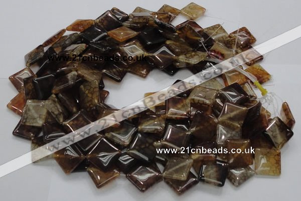 CAG691 15.5 inches 20*20mm rhombic dragon veins agate beads