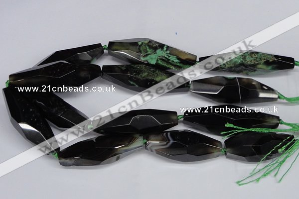 CAG6916 15.5 inches 18*65mm faceted rice line agate beads