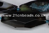 CAG6917 15.5 inches 18*65mm faceted rice line agate beads