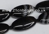 CAG6920 15.5 inches 15*30mm oval black line agate beads