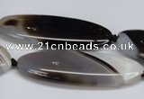 CAG6922 15.5 inches 20*55mm oval black line agate beads