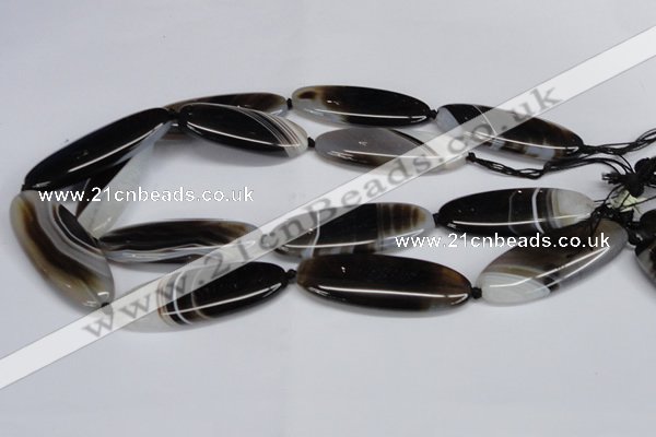 CAG6922 15.5 inches 20*55mm oval black line agate beads