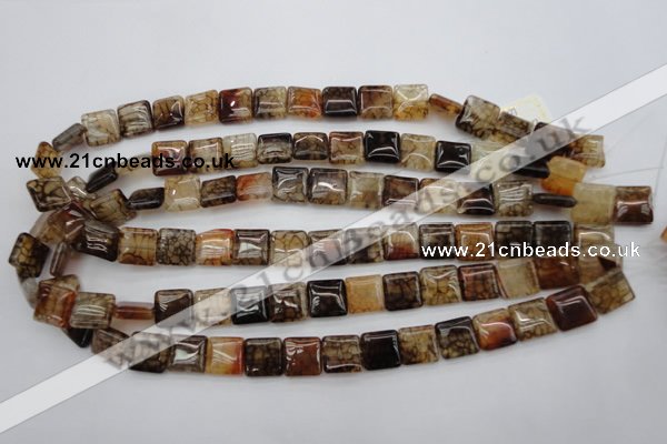 CAG693 15.5 inches 12*12mm square dragon veins agate beads