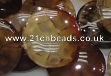 CAG694 15.5 inches 30mm flat round dragon veins agate beads