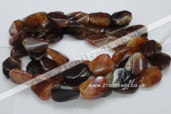 CAG696 15.5 inches 22*32mm twisted freeform dragon veins agate beads