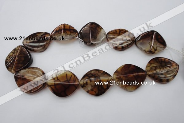 CAG697 15.5 inches 30*35mm freeform dragon veins agate beads