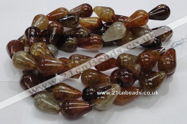 CAG698 15.5 inches 20*30mm teardrop dragon veins agate beads