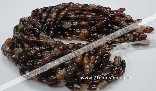 CAG699 15.5 inches 10*14mm rice dragon veins agate beads wholesale