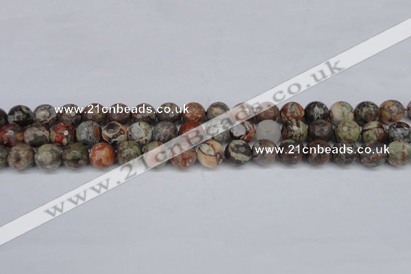 CAG7012 15.5 inches 8mm faceted round ocean agate gemstone beads