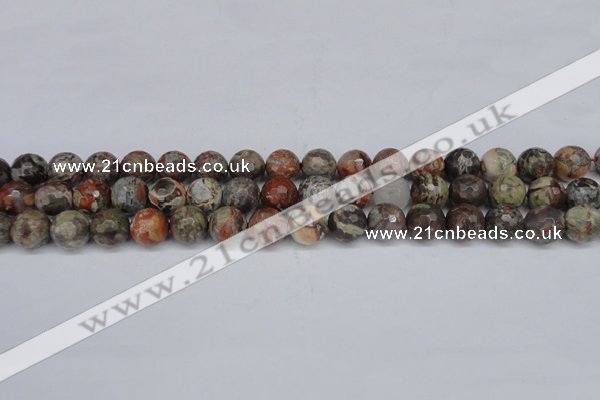 CAG7013 15.5 inches 10mm faceted round ocean agate gemstone beads