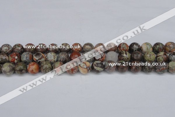 CAG7014 15.5 inches 12mm faceted round ocean agate gemstone beads