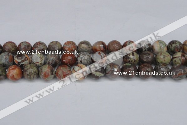 CAG7016 15.5 inches 16mm faceted round ocean agate gemstone beads