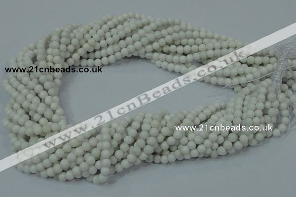 CAG704 15.5 inches 4mm round white agate gemstone beads wholesale