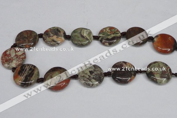 CAG7047 15.5 inches 25mm flat round ocean agate gemstone beads