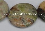 CAG7048 15.5 inches 30mm flat round ocean agate gemstone beads