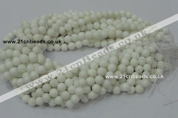 CAG706 15.5 inches 8mm round white agate gemstone beads wholesale