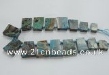 CAG7070 Top drilled 15*20mm - 25*30mm trapezoid ocean agate beads