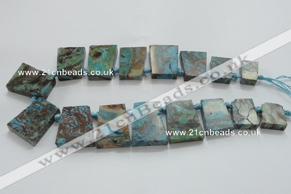 CAG7070 Top drilled 15*20mm - 25*30mm trapezoid ocean agate beads