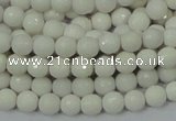 CAG710 15.5 inches 6mm faceted round white agate gemstone beads