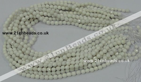CAG710 15.5 inches 6mm faceted round white agate gemstone beads