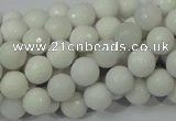 CAG711 15.5 inches 8mm faceted round white agate gemstone beads