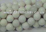 CAG711 15.5 inches 8mm faceted round white agate gemstone beads