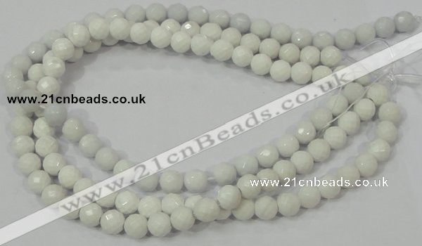 CAG712 15.5 inches 10mm faceted round white agate gemstone beads