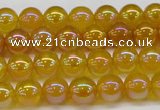 CAG7120 15.5 inches 4mm round AB-color yellow agate gemstone beads