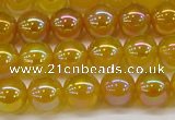 CAG7122 15.5 inches 8mm round AB-color yellow agate gemstone beads