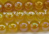 CAG7123 15.5 inches 10mm round AB-color yellow agate gemstone beads