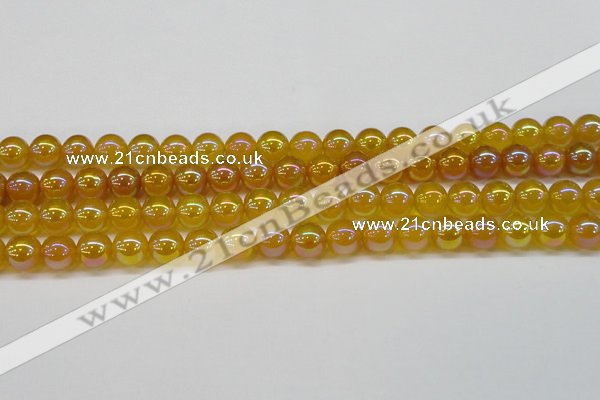 CAG7123 15.5 inches 10mm round AB-color yellow agate gemstone beads