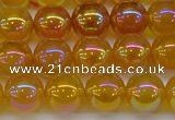 CAG7124 15.5 inches 12mm round AB-color yellow agate gemstone beads