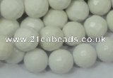 CAG713 15.5 inches 12mm faceted round white agate gemstone beads