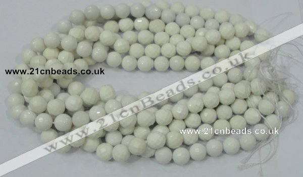 CAG713 15.5 inches 12mm faceted round white agate gemstone beads