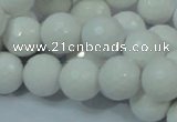 CAG714 15.5 inches 14mm faceted round white agate gemstone beads