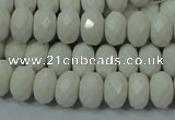 CAG715 15.5 inches 6*10mm faceted rondelle white agate gemstone beads