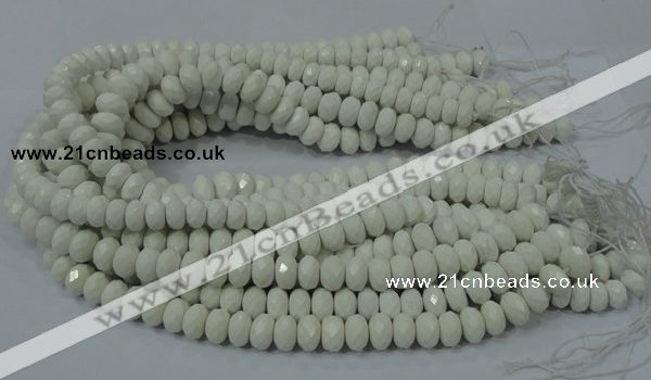 CAG715 15.5 inches 6*10mm faceted rondelle white agate gemstone beads