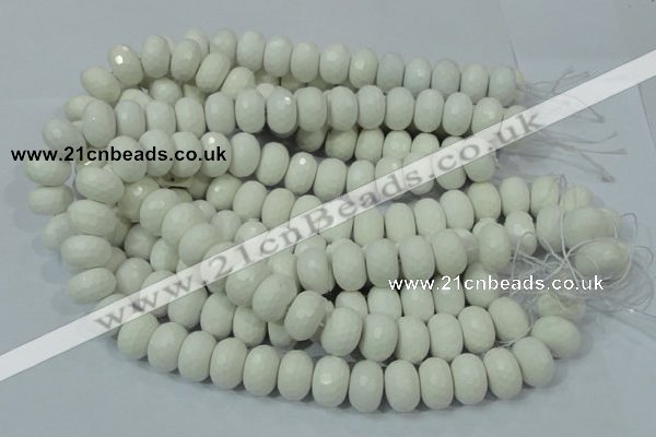 CAG716 15.5 inches 12*18mm faceted rondelle white agate gemstone beads