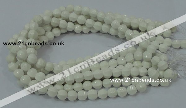 CAG717 15.5 inches 10mm pumpkin shape white agate gemstone beads