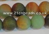 CAG7171 15.5 inches 14mm round matte rainbow agate gemstone beads