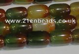 CAG7176 15.5 inches 10*14mm drum rainbow agate gemstone beads