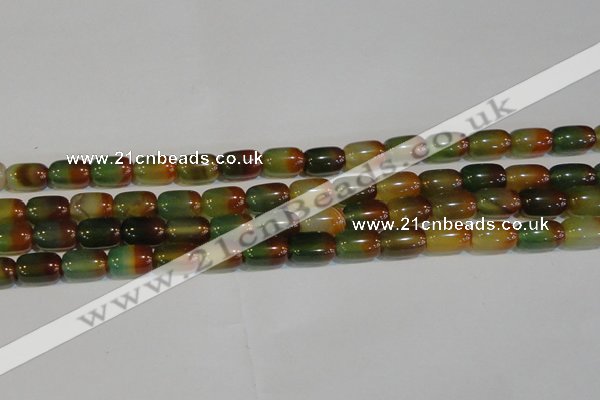 CAG7176 15.5 inches 10*14mm drum rainbow agate gemstone beads